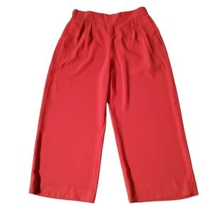 Anne Klein Wde Leg Crop Pull On Pants Size S Red New